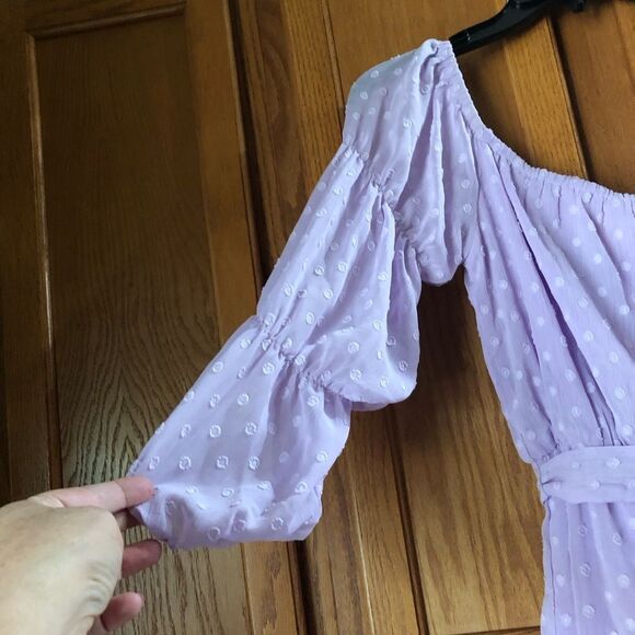 NWT SHOWPO. Off the Shoulder Party Life A-Line Mini Dress Purple - 4 - Picture 5 of 15